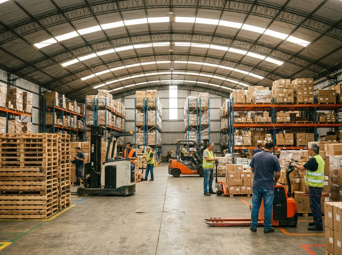 Depósito grande de un operador logístico con mercadería de varios clientes